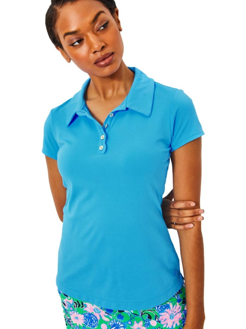 NWT $108 Lilly Pulitzer® Women's UPF 50+ Luxletic® Frida Scallop Polo Shirt S